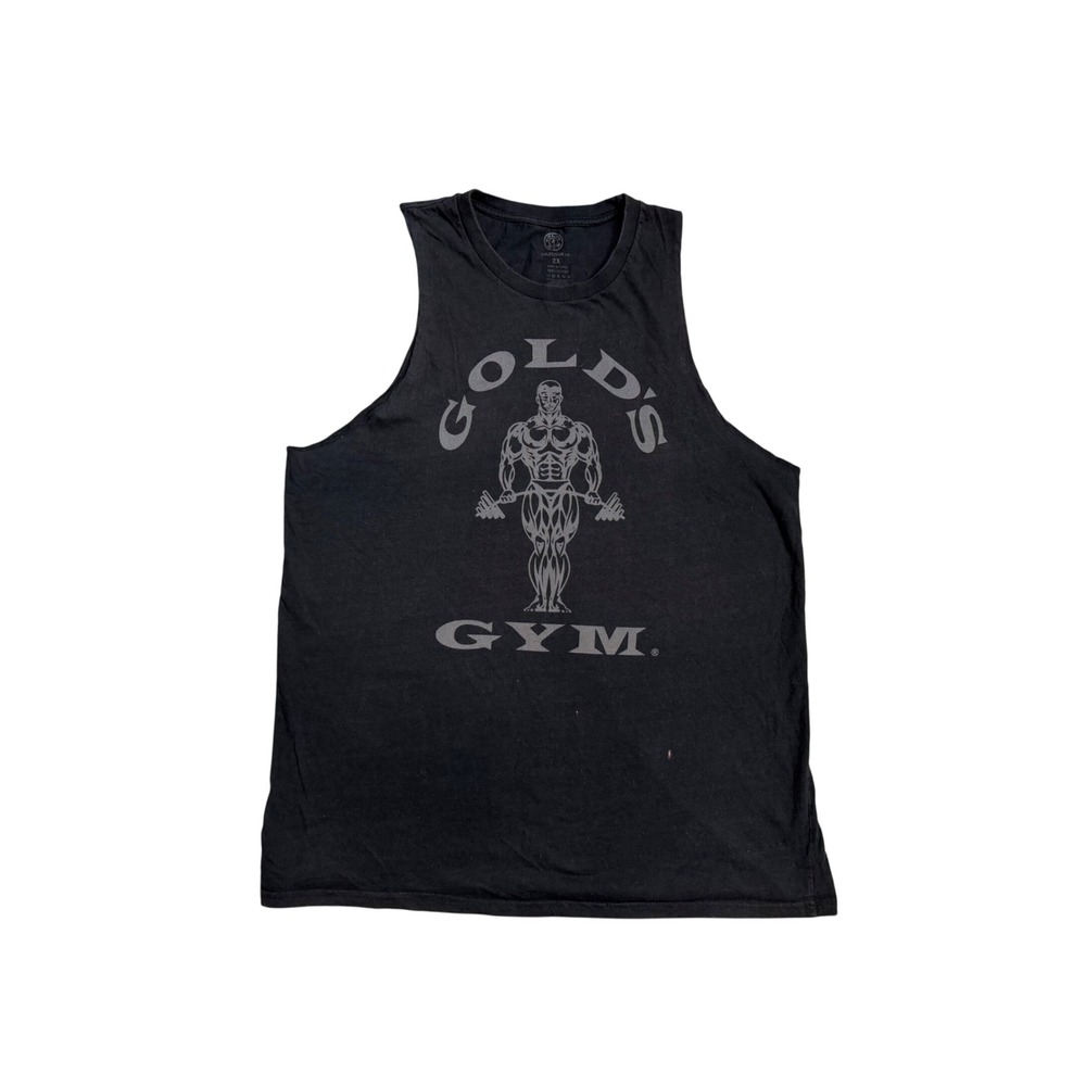 Gold's Gym Black Sleeveless Tank Top Muscle Tee Graphic Workout Gym Fitness 2X